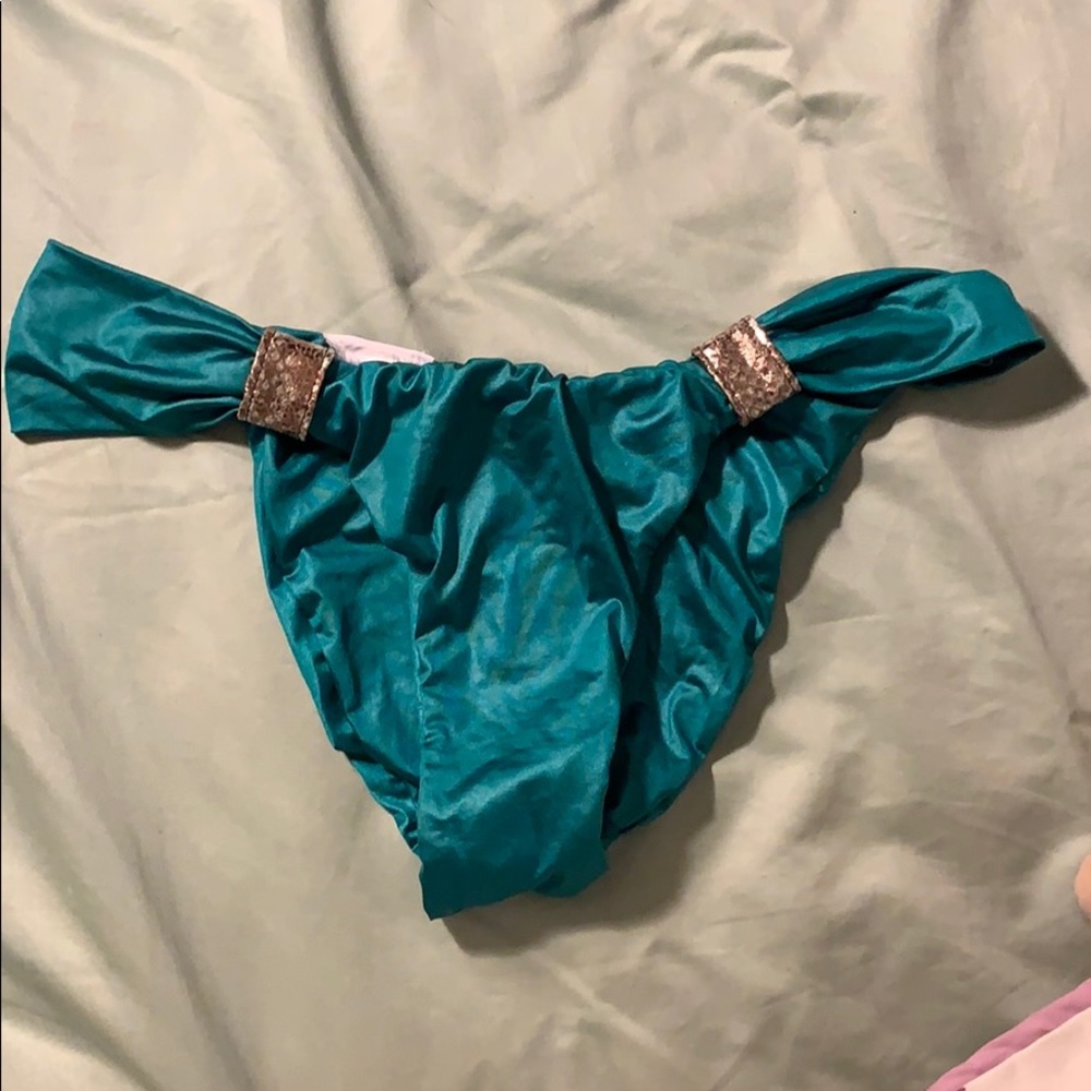 Teal scrunch butt bikini bottom